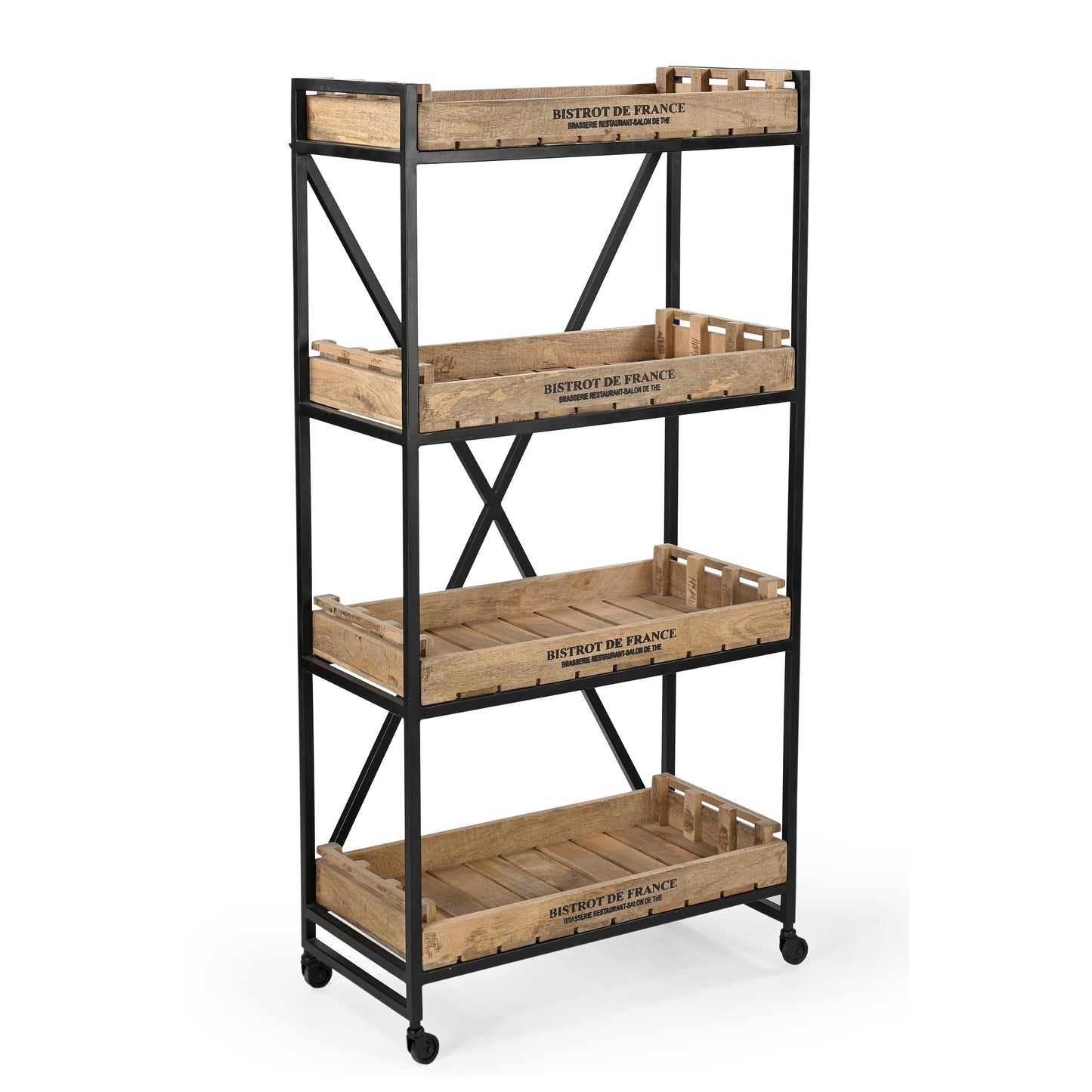 Vintage Crate Bookcase On Wheels - decorstore