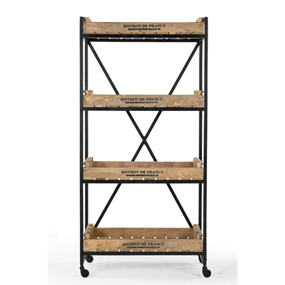 Vintage Crate Bookcase On Wheels - decorstore