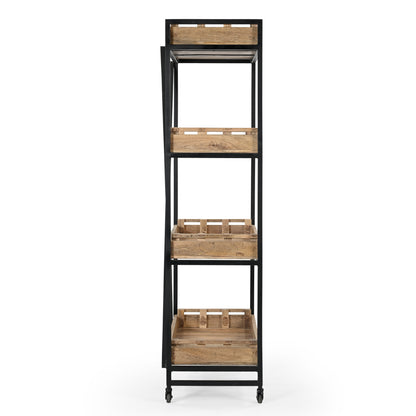 Vintage Crate Bookcase On Wheels - decorstore