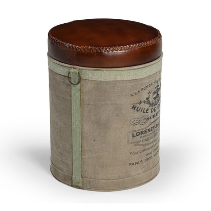 French Canvas Leather Perfume Ottoman - decorstore