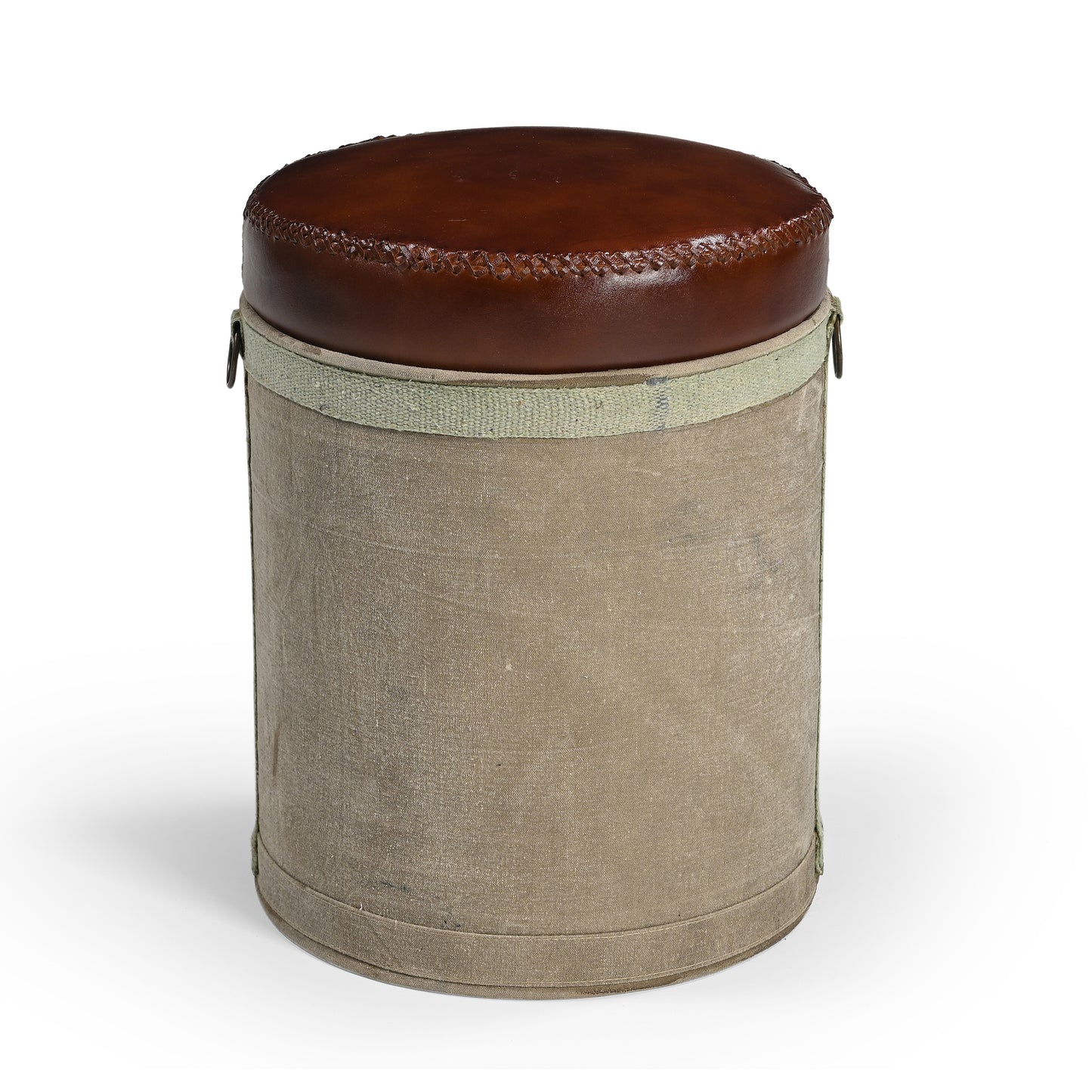 French Canvas Leather Perfume Ottoman - decorstore