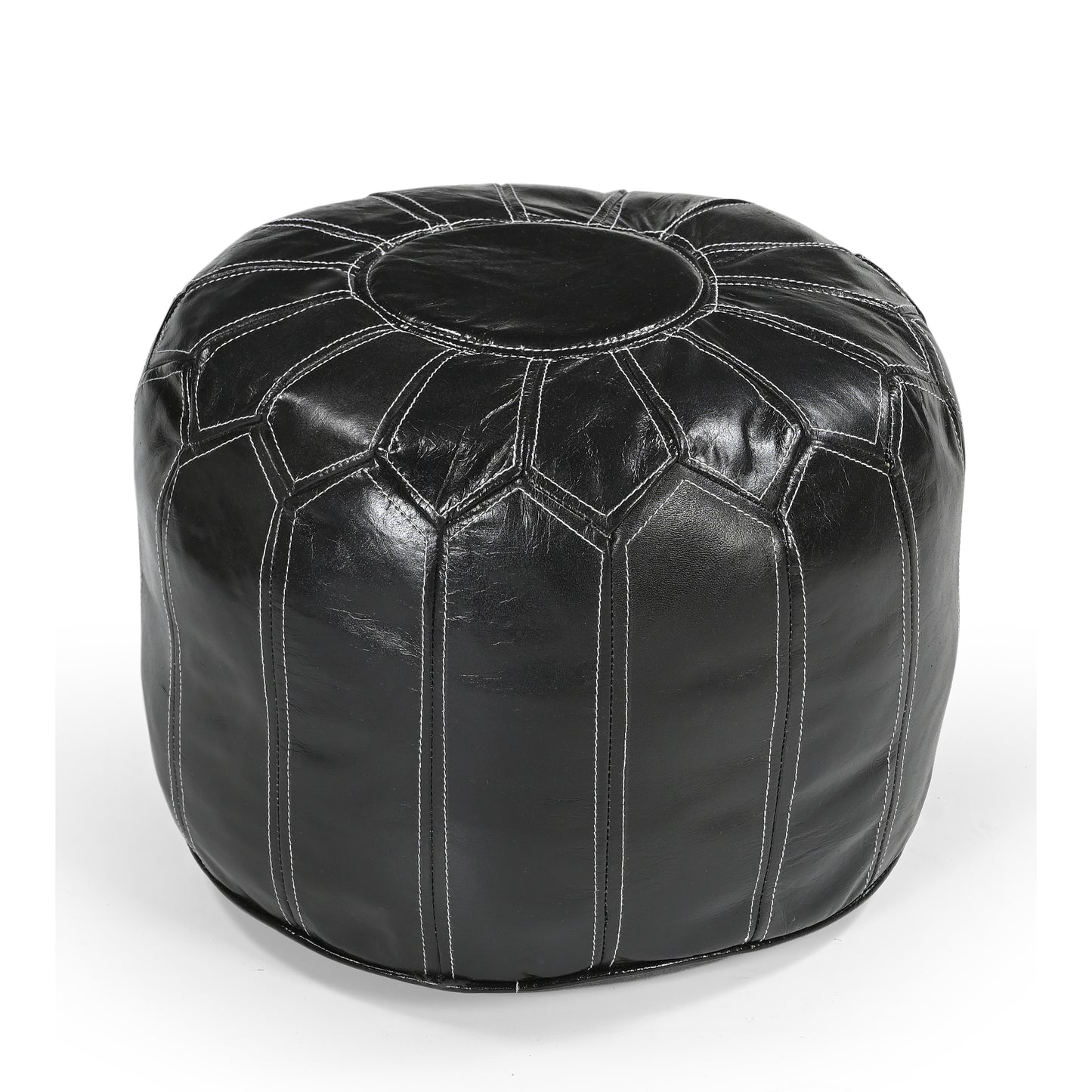 Black Bloom Leather Ottoman - decorstore