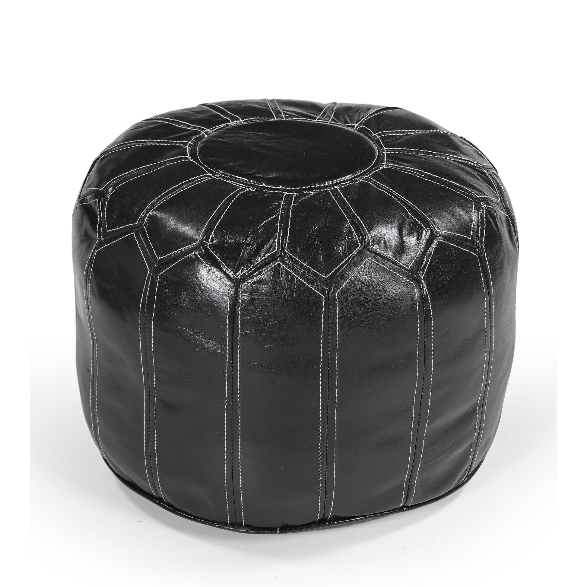 Black Bloom Leather Ottoman - decorstore