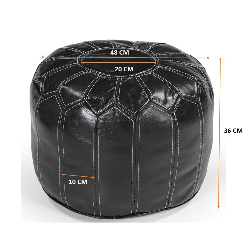 Black Bloom Leather Ottoman - decorstore