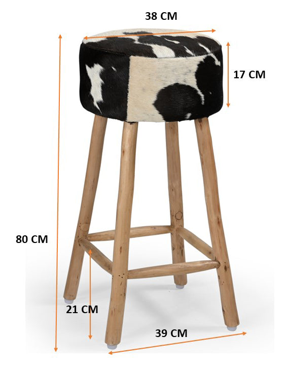 Cowhide Hardwood Bar Stool - decorstore