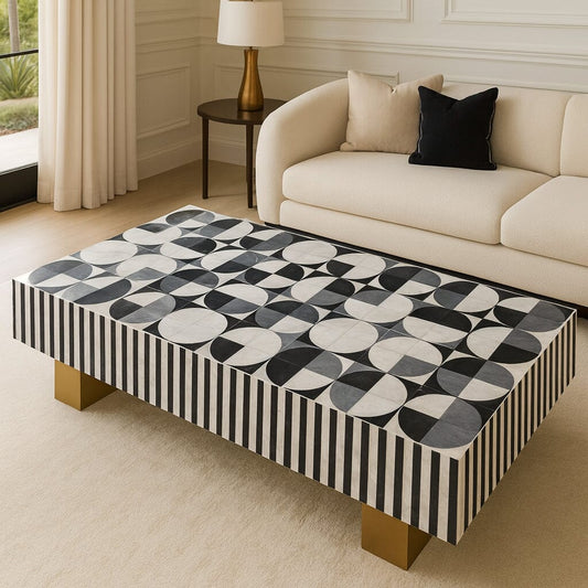 Mother of Pearl Hand Inlay Spectrum Coffee Table - decorstore