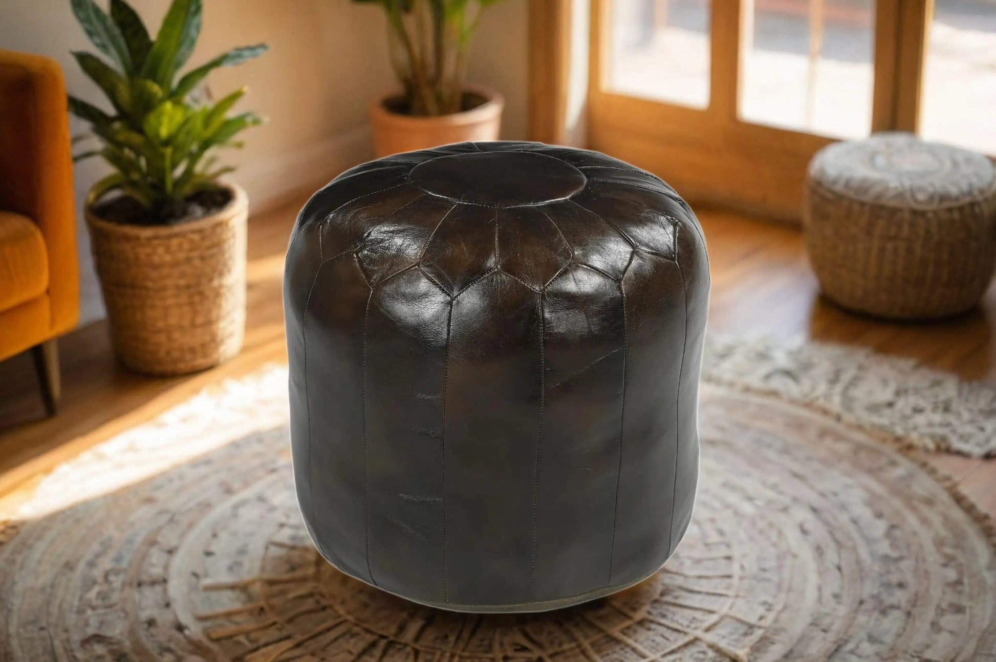 Moroccan Leather Ottoman - decorstore