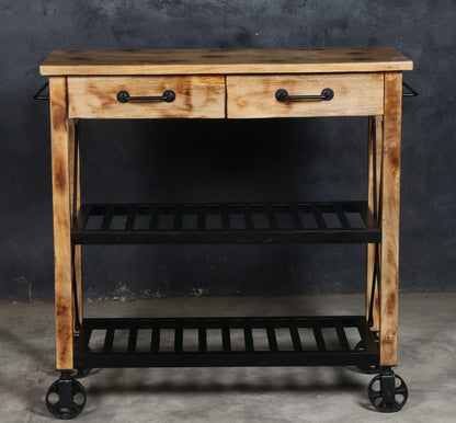 Hardwood Trolley Handmade Reliced - decorstore