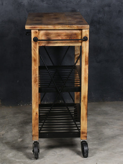 Hardwood Trolley Handmade Reliced - decorstore