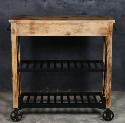 Hardwood Trolley Handmade Reliced - decorstore