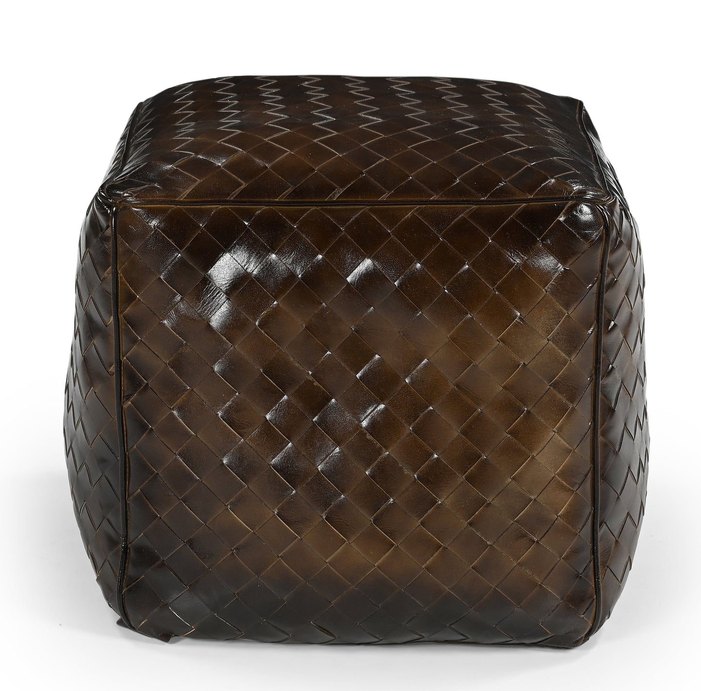 Lattice Leather Ottoman - decorstore