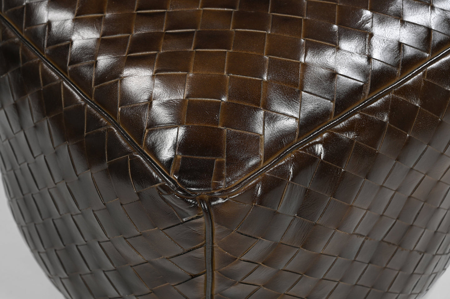 Lattice Leather Ottoman - decorstore