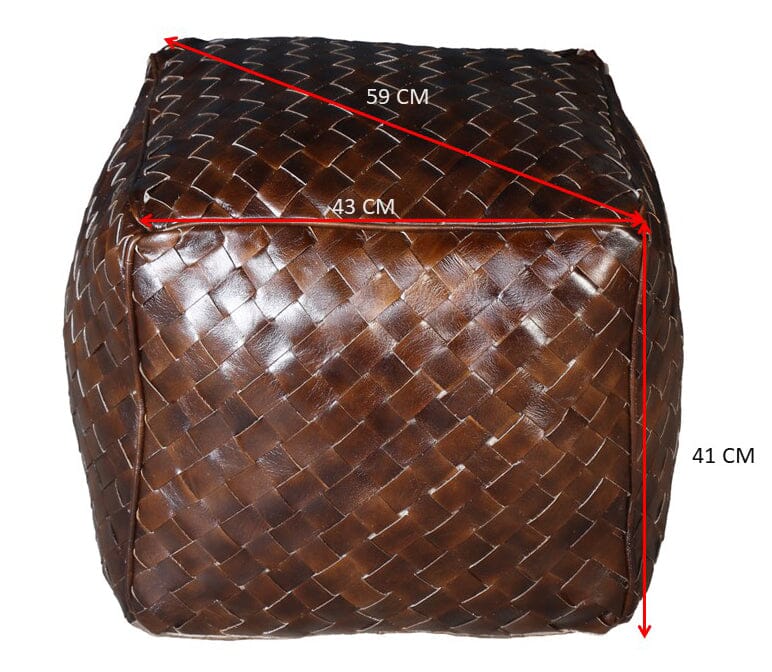 Lattice Leather Ottoman - decorstore