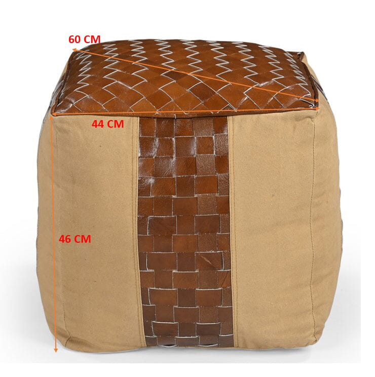 Leather and Canvas Ottoman - decorstore