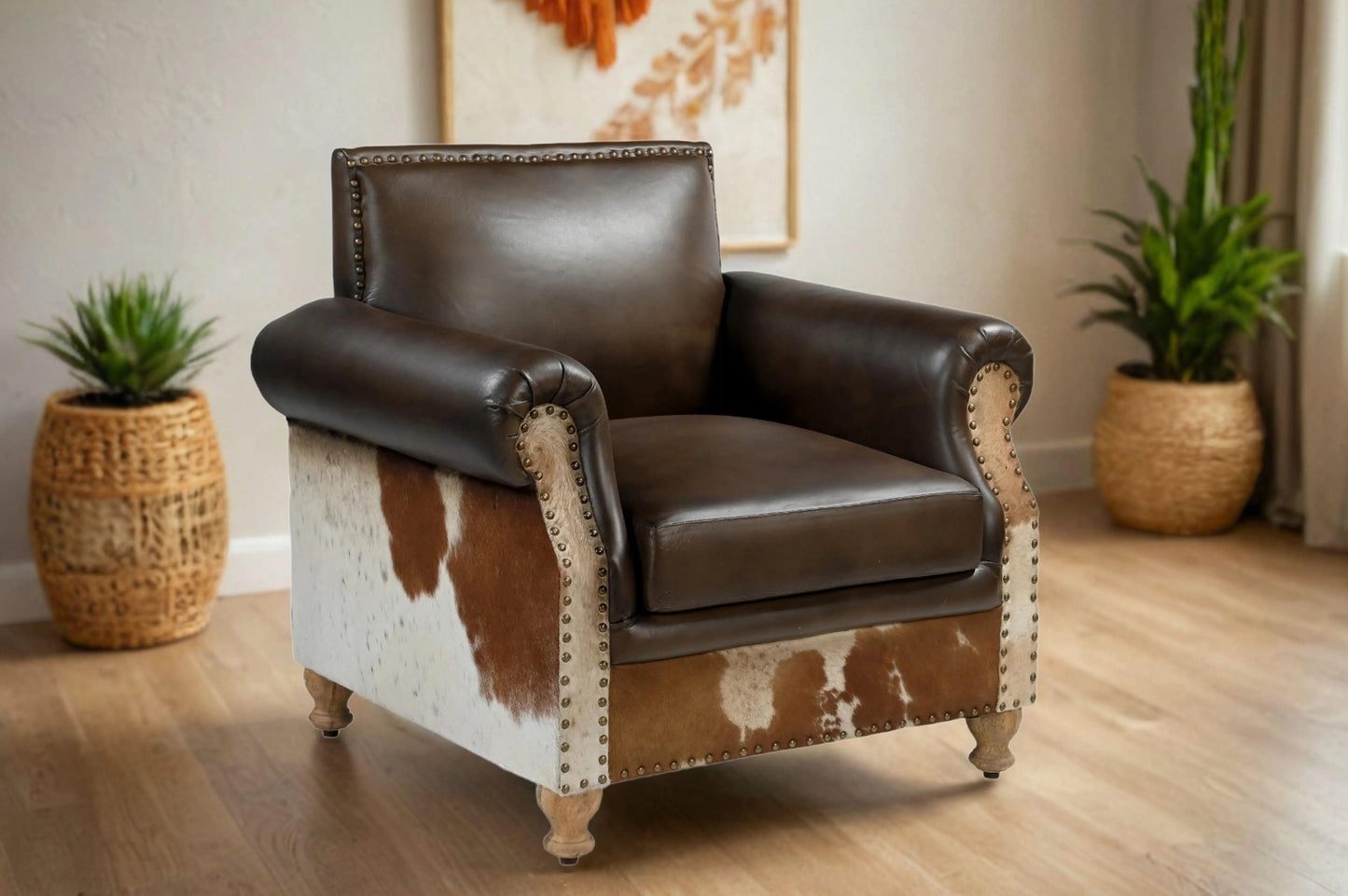 Homestead Handmade Cowhide and Leather Armchair - decorstore