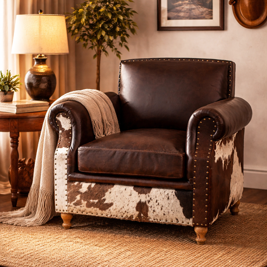 Homestead Handmade Cowhide and Leather Armchair