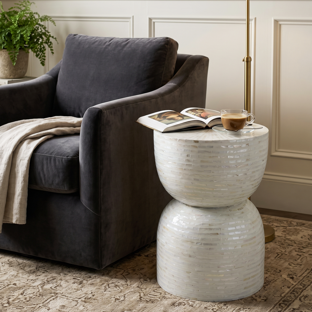 Rhaia Mother of Pearl Hand Inlay Side Table