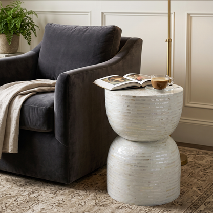 Rhaia Mother of Pearl Hand Inlay Side Table