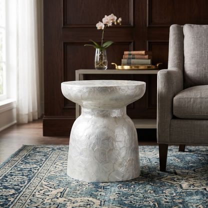 Skylight Mother of Pearl Hand Inlay Side Table