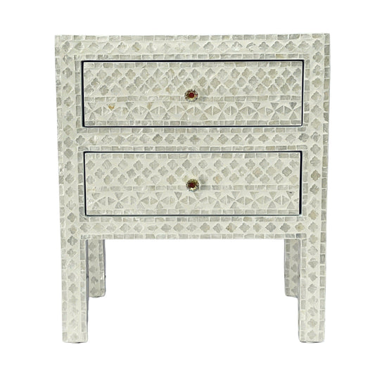Mother of Pearl Bedside Table – Cream Finish - decorstore