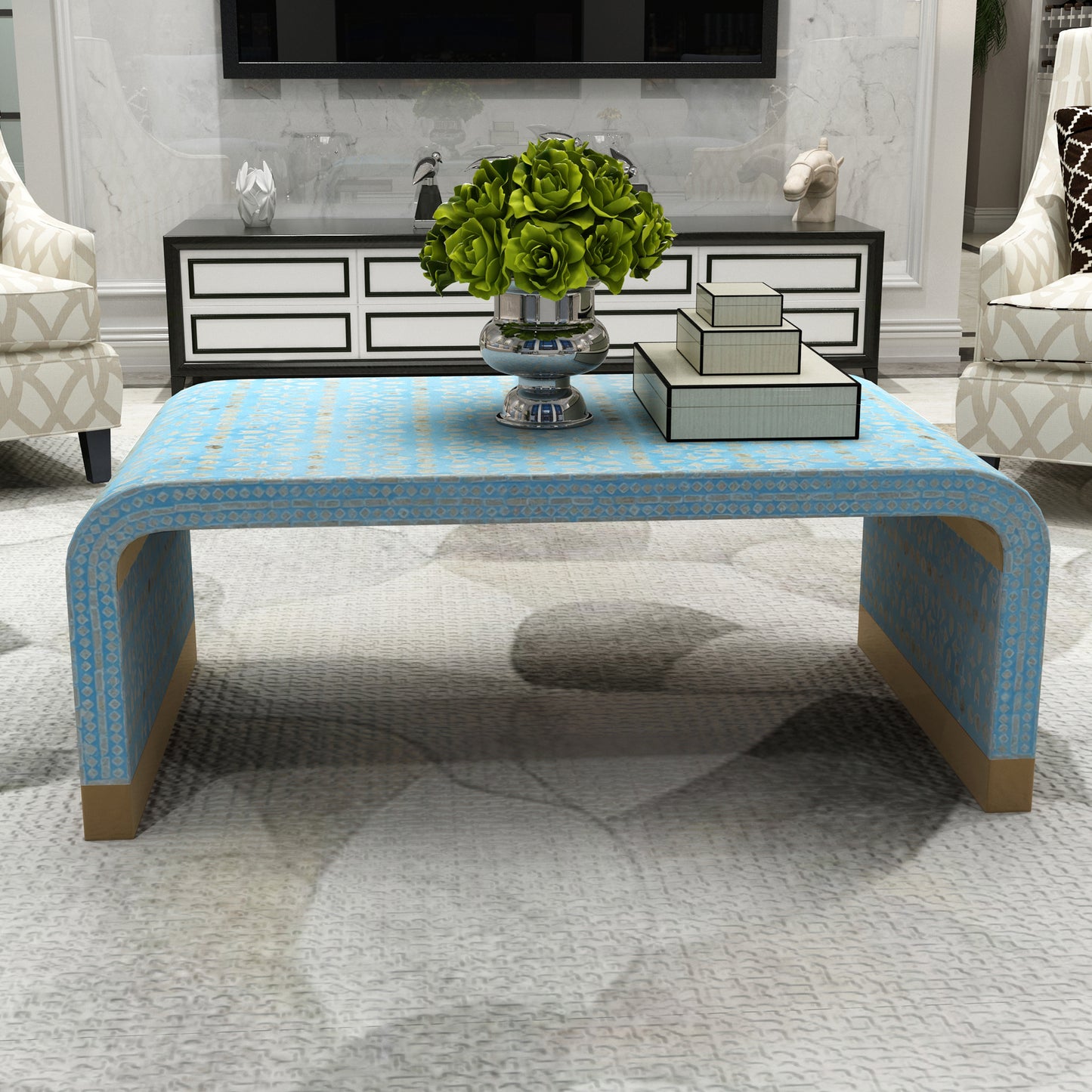 Mother of pearl Aegean Horizon Low Profile Coffee Table - decorstore