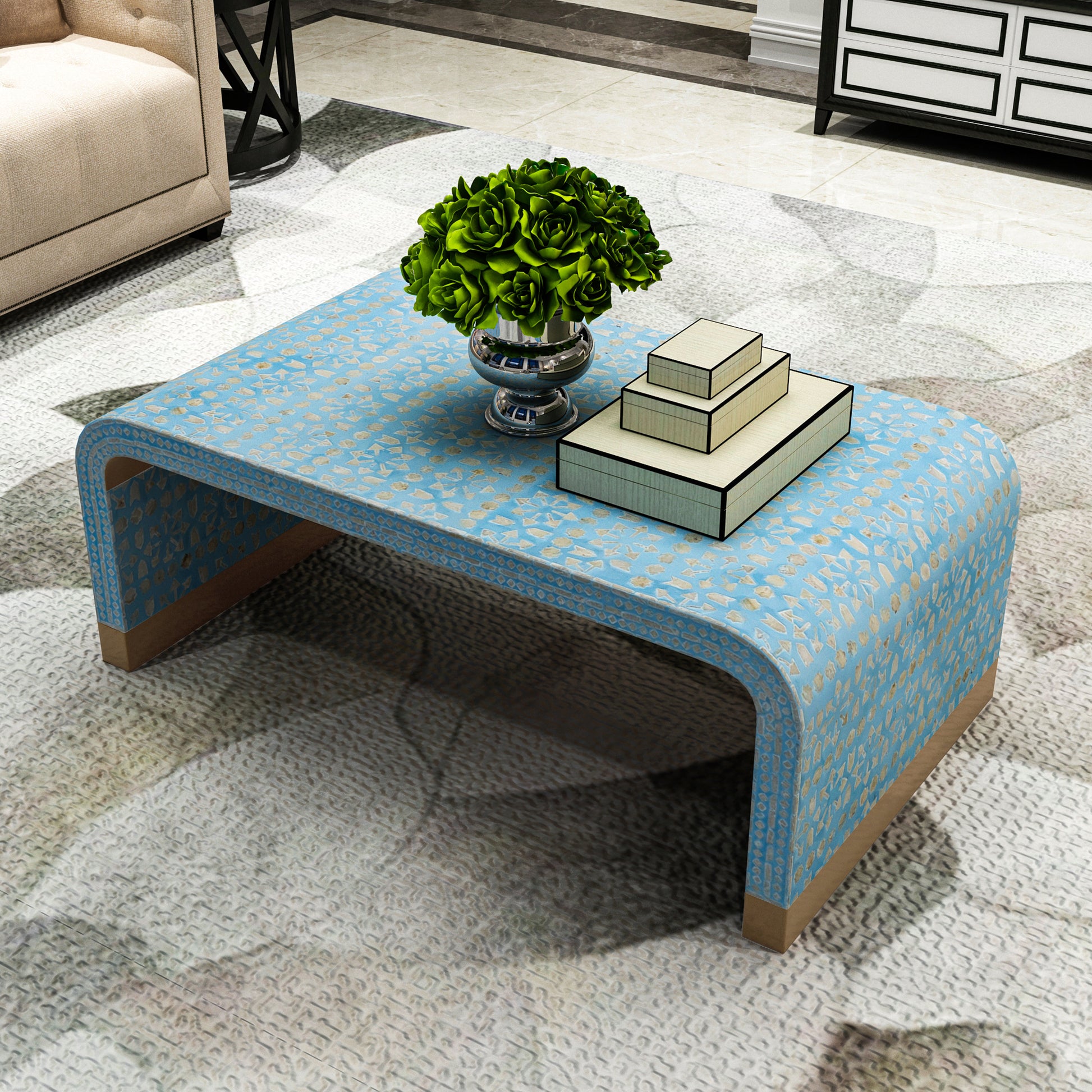 Mother of pearl Aegean Horizon Low Profile Coffee Table - decorstore