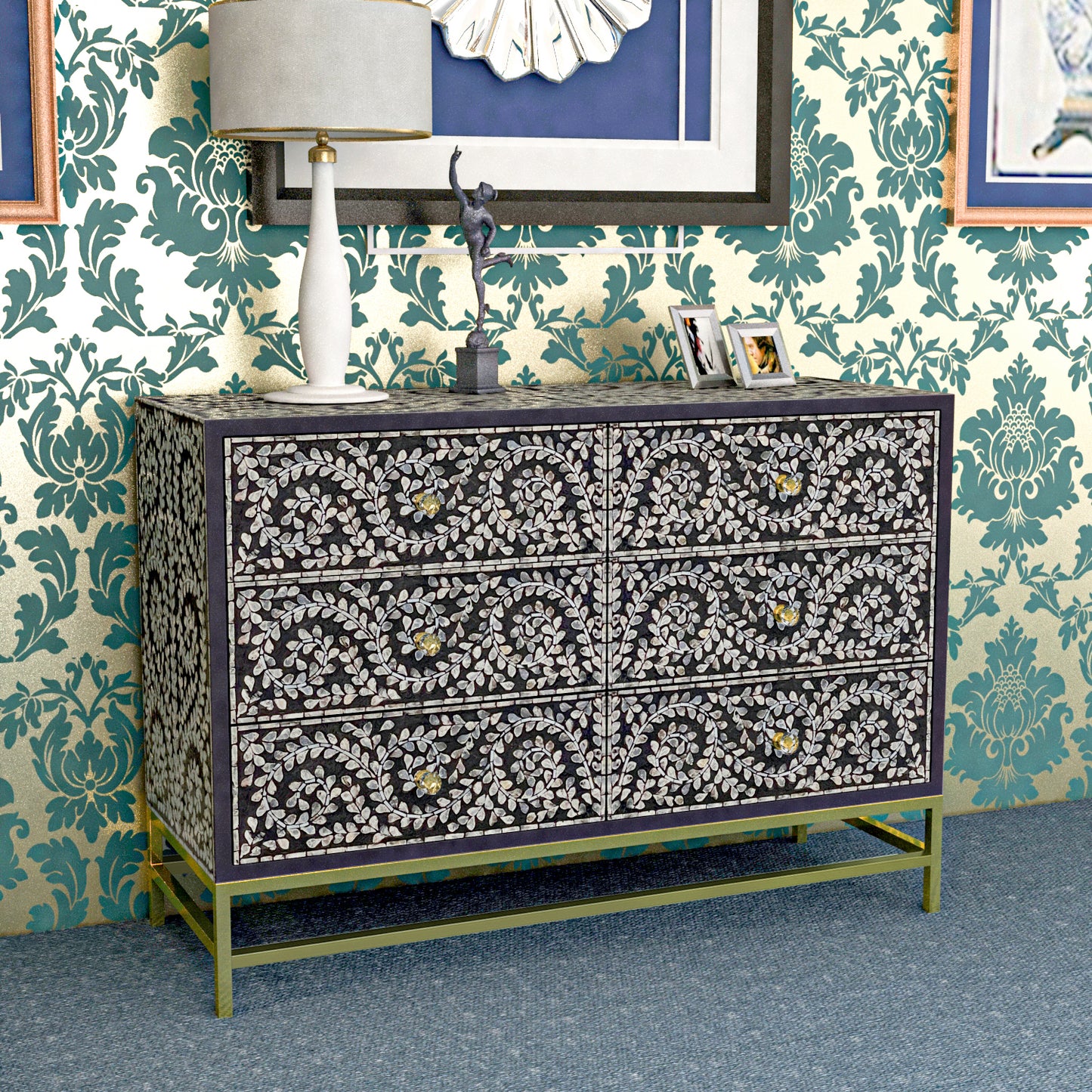 Mother of pearl Mystical Vine chest of drawers