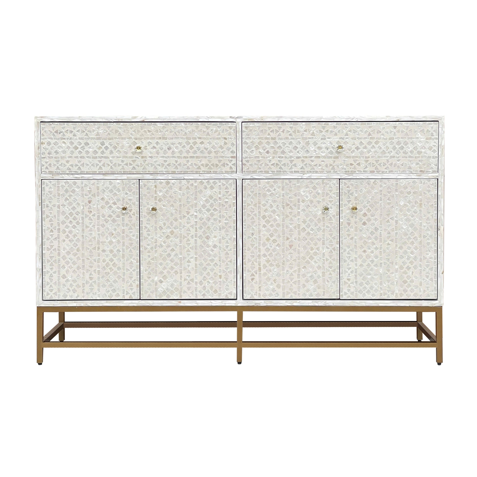 Mother of Pearl Console Cabinet – Light Wash Finish - decorstore