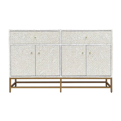 Mother of Pearl Console Cabinet – Light Wash Finish - decorstore