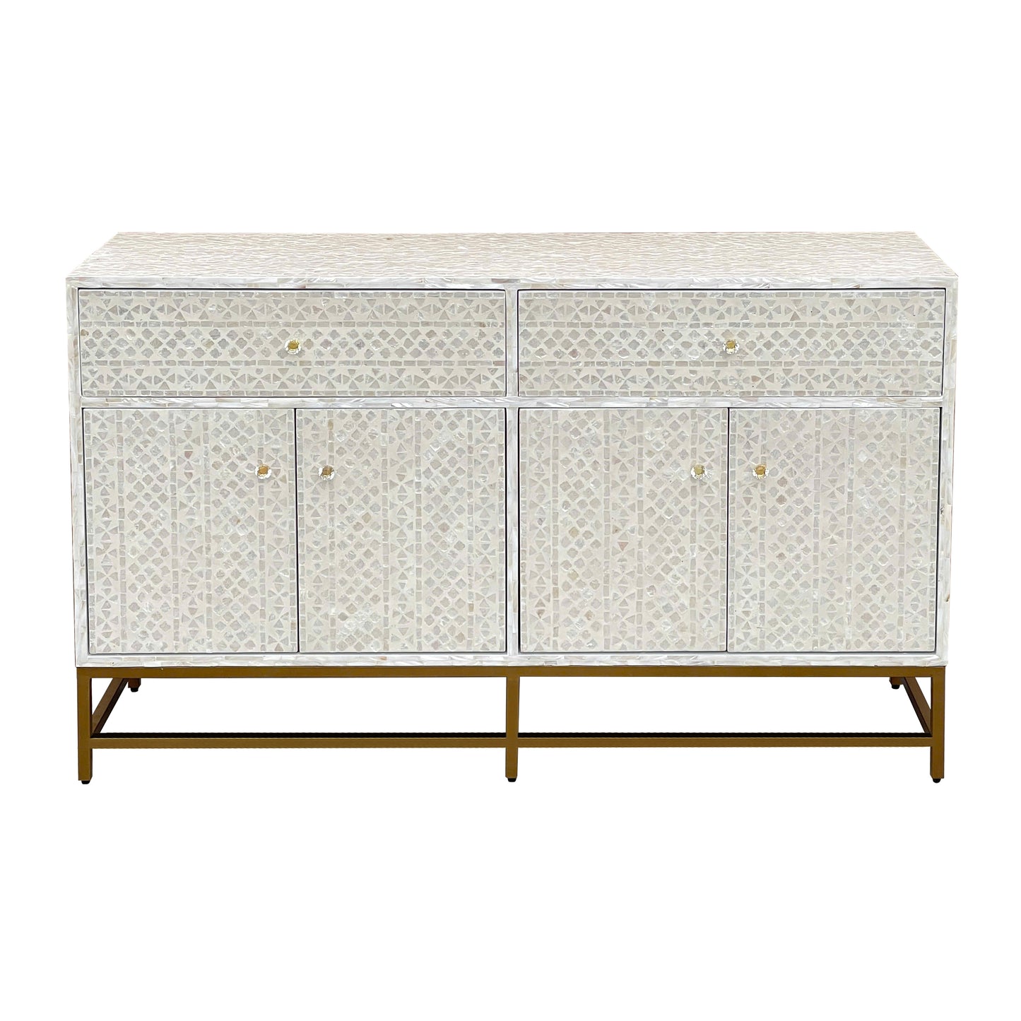 Mother of Pearl Console Cabinet – Light Wash Finish - decorstore