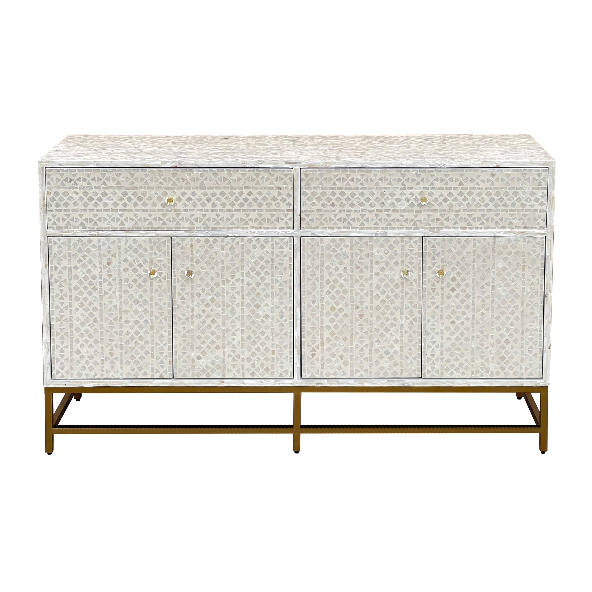 Mother of Pearl Console Cabinet – Light Wash Finish - decorstore