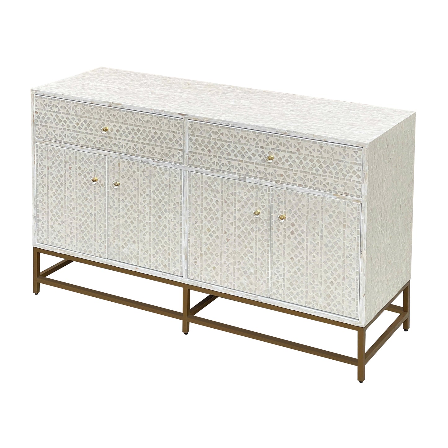 Mother of Pearl Console Cabinet – Light Wash Finish - decorstore