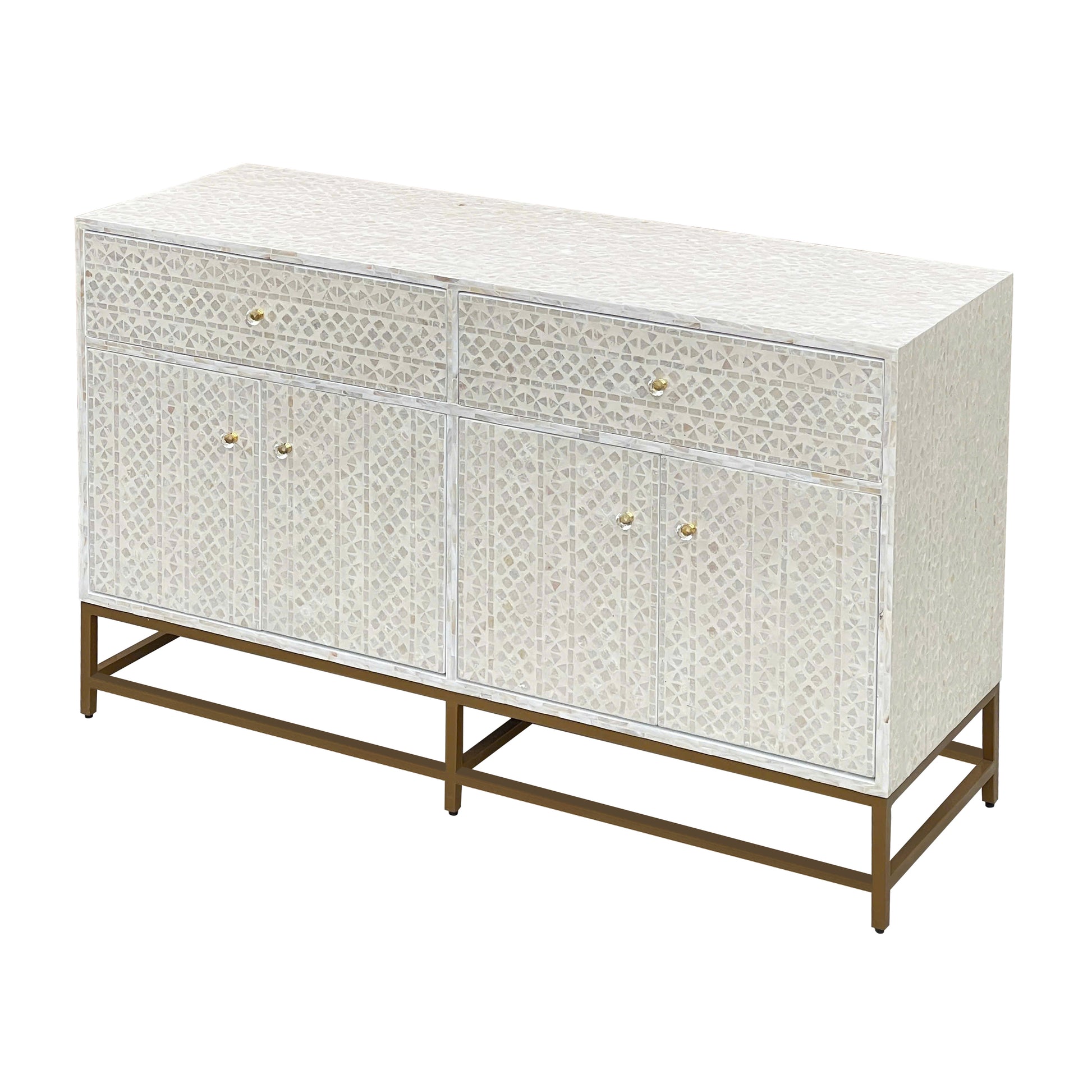 Mother of Pearl Console Cabinet – Light Wash Finish - decorstore