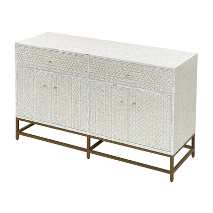 Mother of Pearl Console Cabinet – Light Wash Finish - decorstore