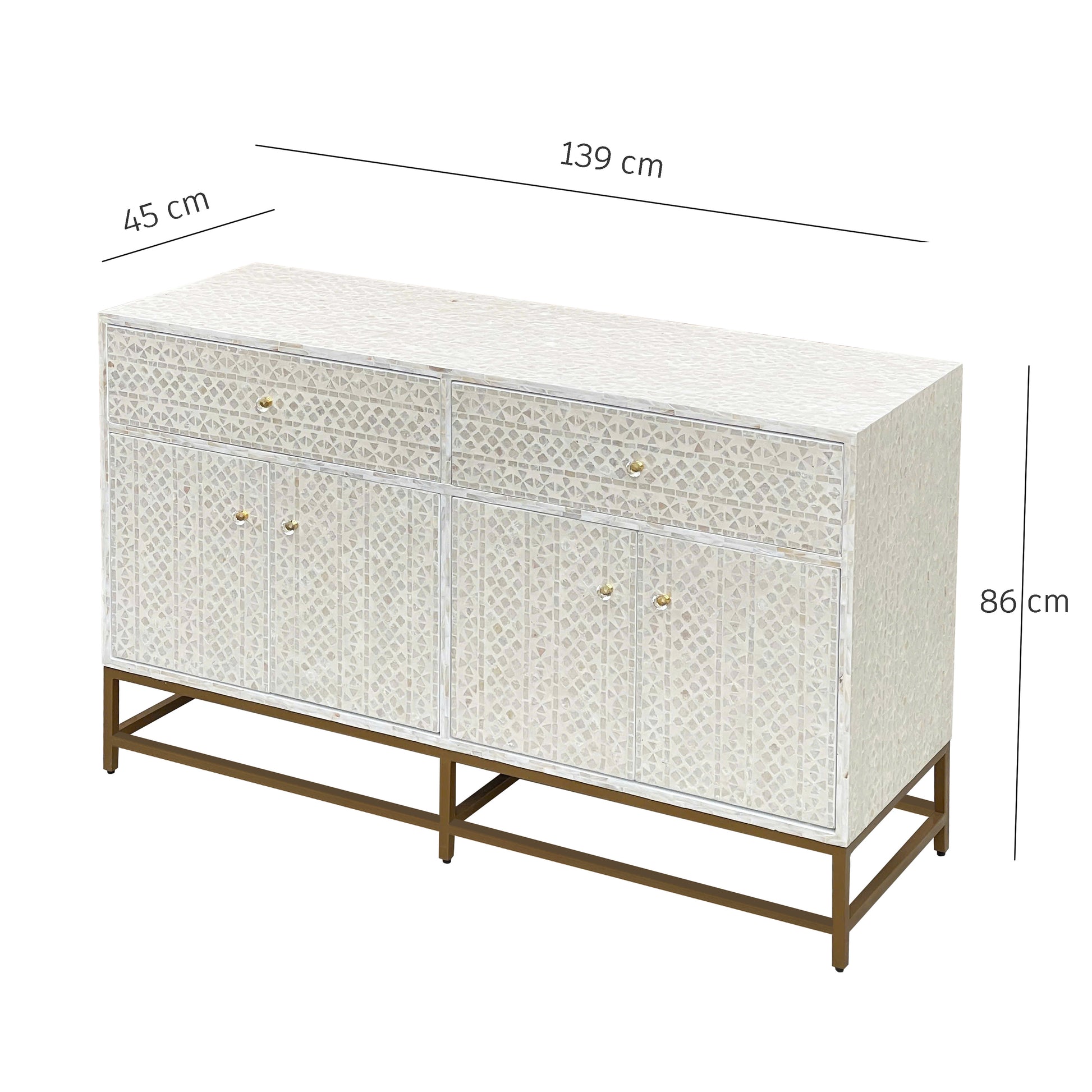 Mother of Pearl Console Cabinet – Light Wash Finish - decorstore