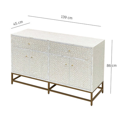 Mother of Pearl Console Cabinet – Light Wash Finish - decorstore