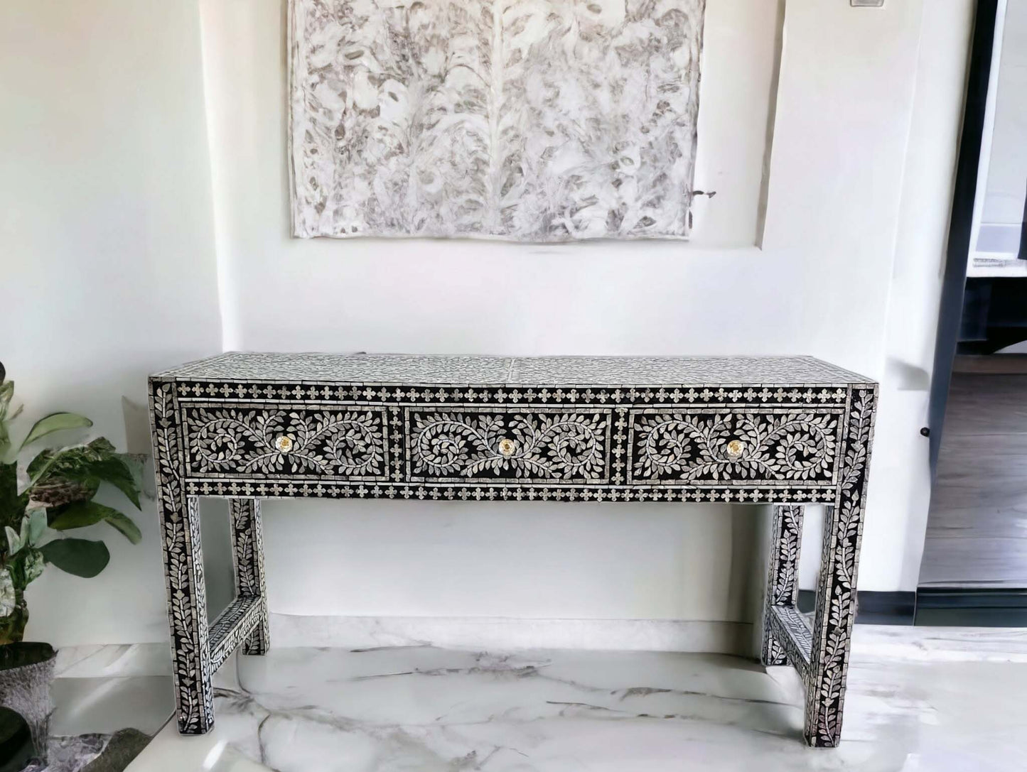 Mother of pearl Luminous Pearl 3-Drawer Console Table - decorstore