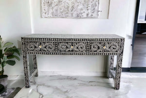 Mother of pearl Luminous Pearl 3-Drawer Console Table - decorstore