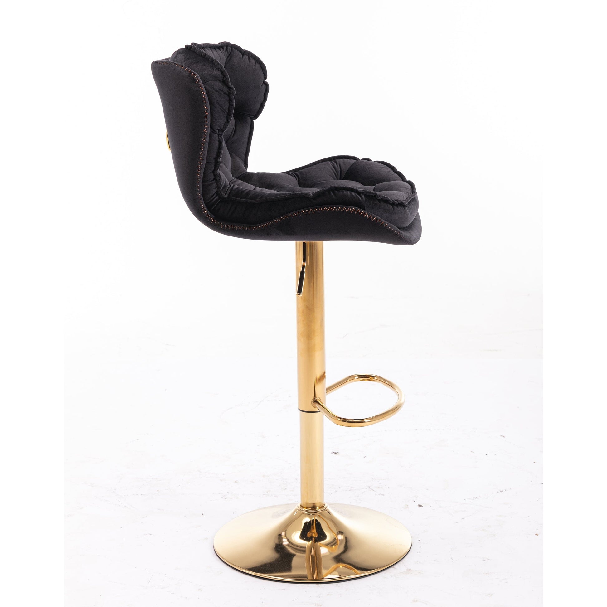 Plush Velet Black & Gold Stool - decorstore