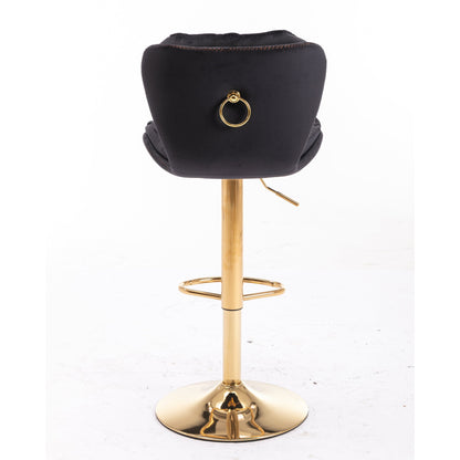 Plush Velet Black & Gold Stool - decorstore