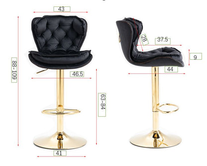 Plush Velet Black & Gold Stool - decorstore