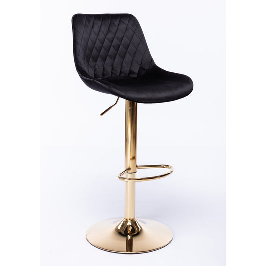 Jorja Black Velvet and Gold Gas Lift Bar Stool - decorstore