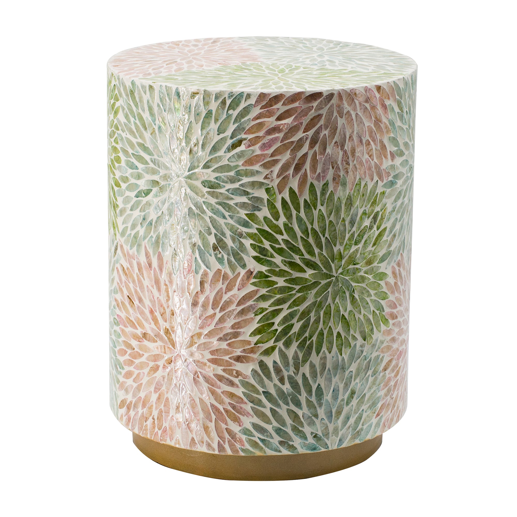 Mother of Pearl Floral inlay side table/Stool - decorstore