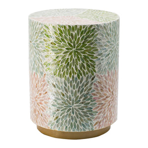 Mother of Pearl Floral inlay side table/Stool - decorstore