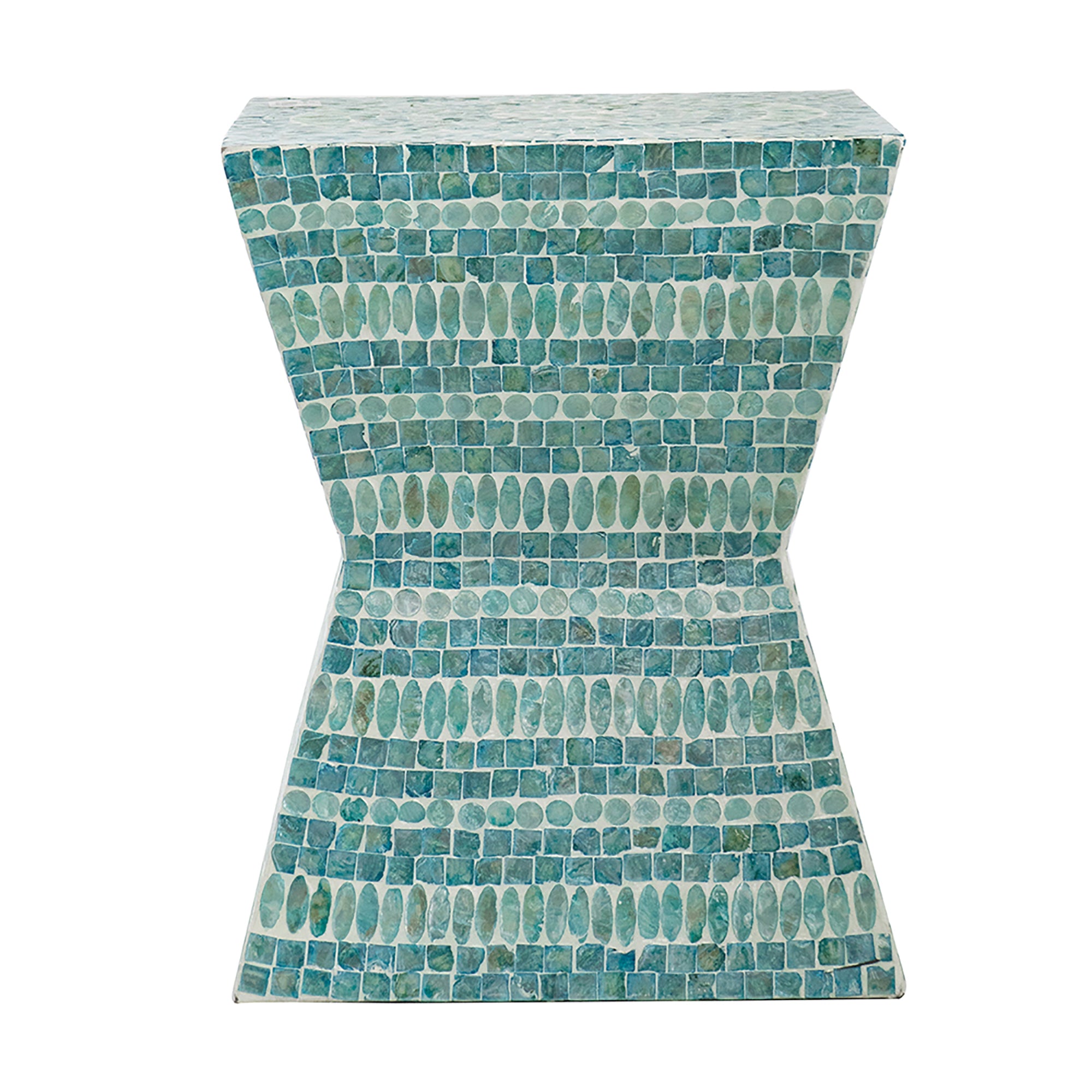 Mother of Pearl Blue Inlay Stool/Side table - decorstore