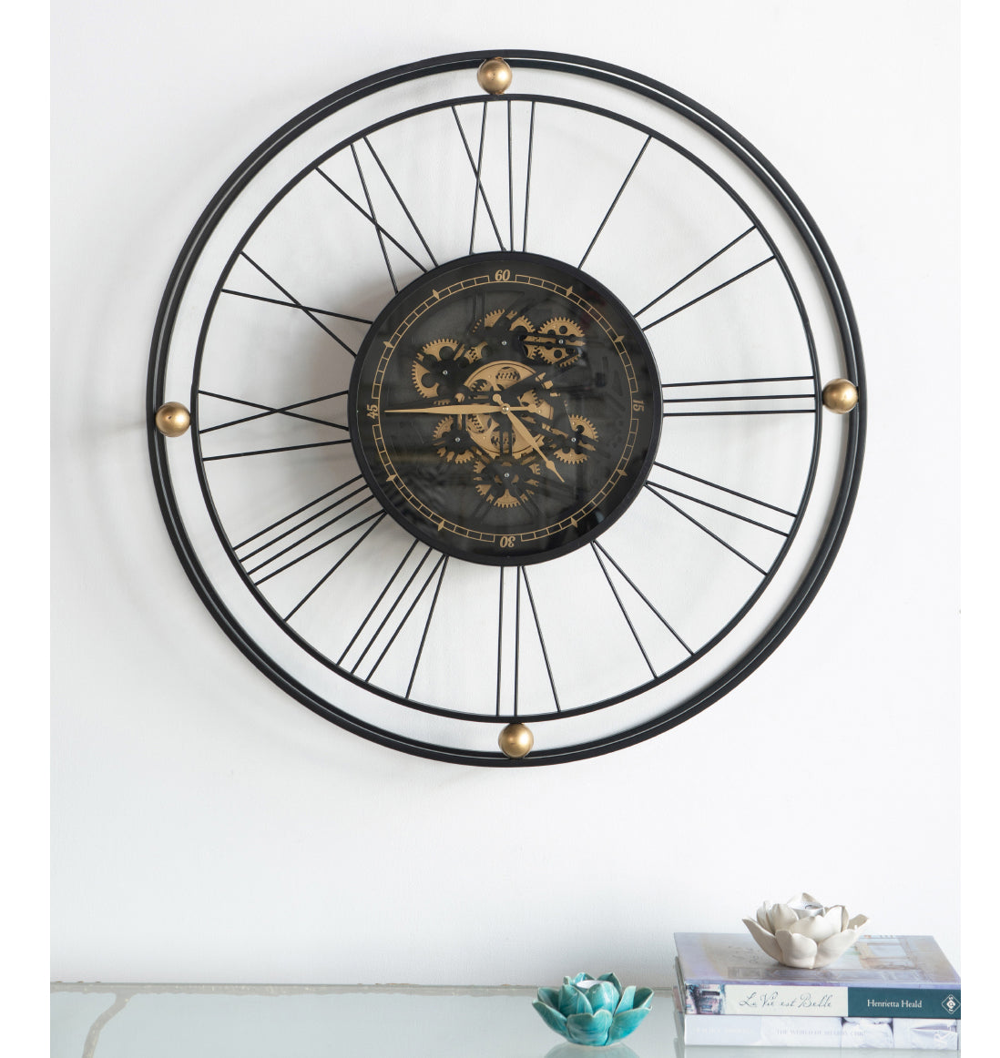 Compass wall clock with moving 3D Mechanism - decorstore