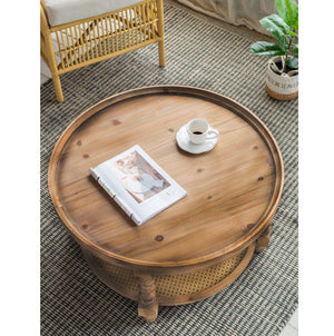 Round Rattan Base coffee Table - decorstore