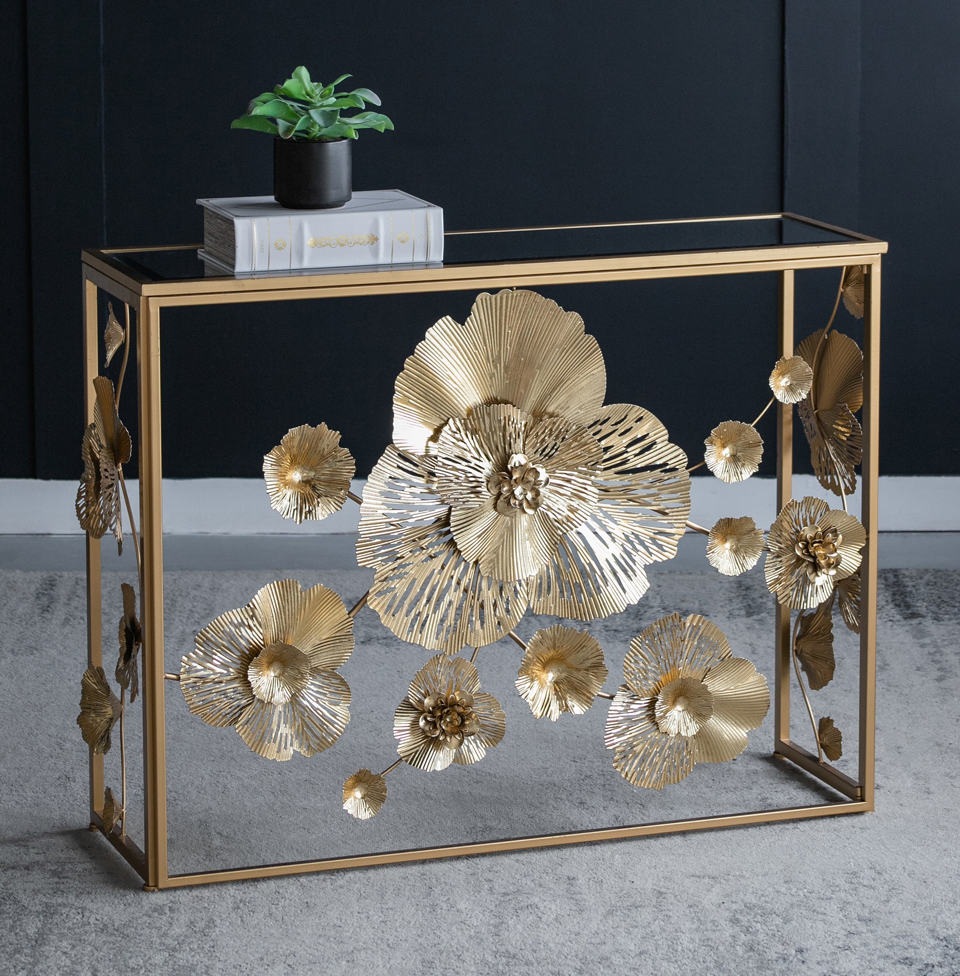 Rococo metal mirrored console - decorstore
