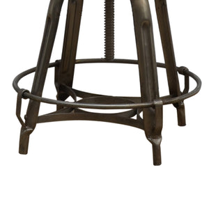 Brown Waffled Leather Industrial Bar Stool - decorstore