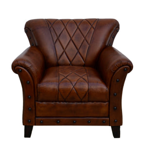 Criss Cross Chocolate Leather Arm Chair - decorstore